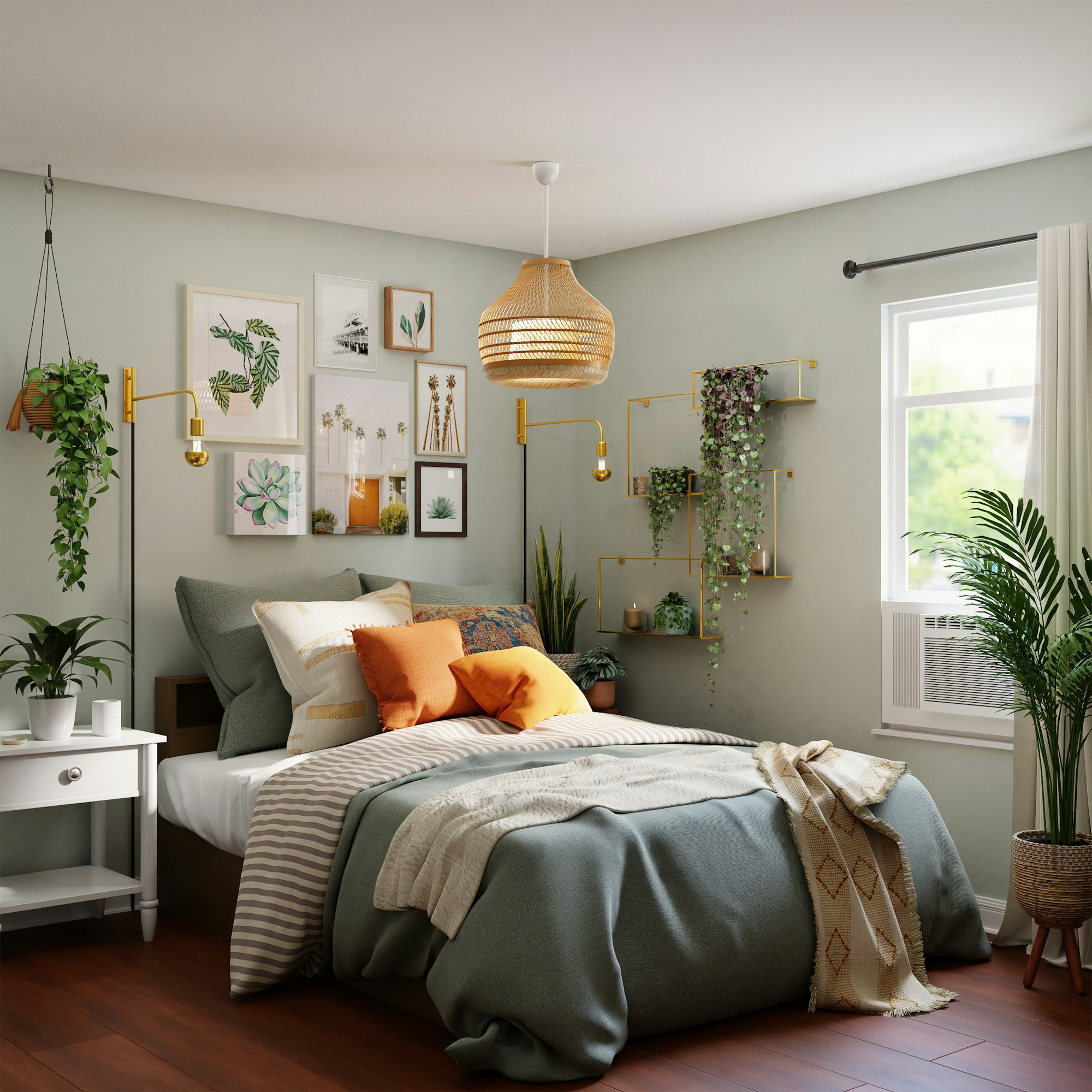 Guest bedroom with gallery wall